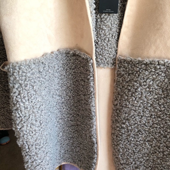 Lucky Brand Nude and Gray Suede Sherpa Jacket - Picture 6 of 8